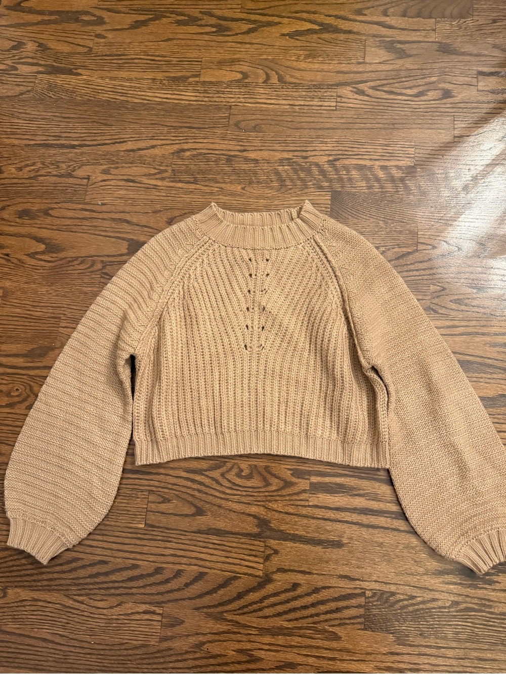 Brown Bubble Sleeve Sweater